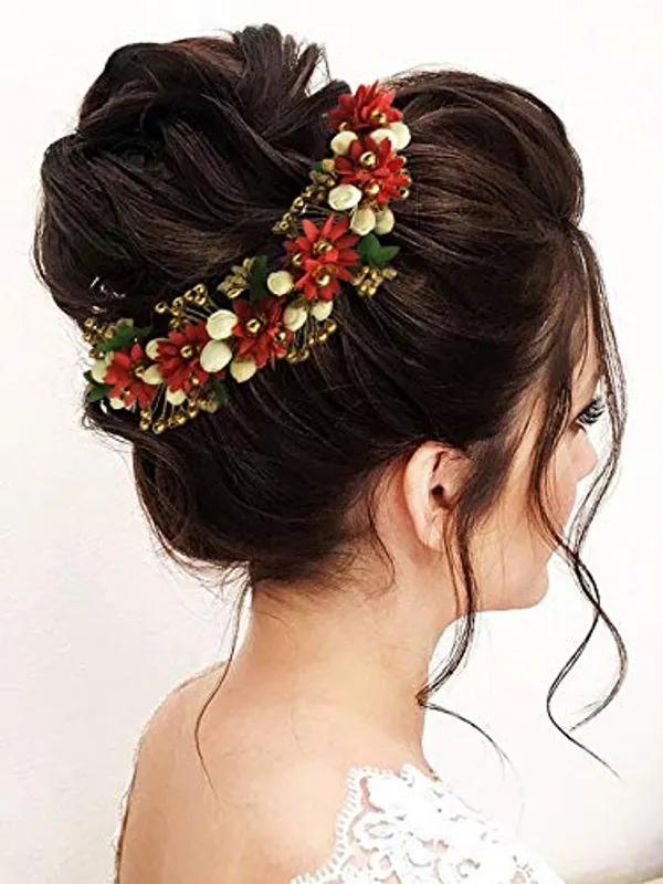 Carrot_Red_Artificial_Flowers_Hair_Accessories_For_Women