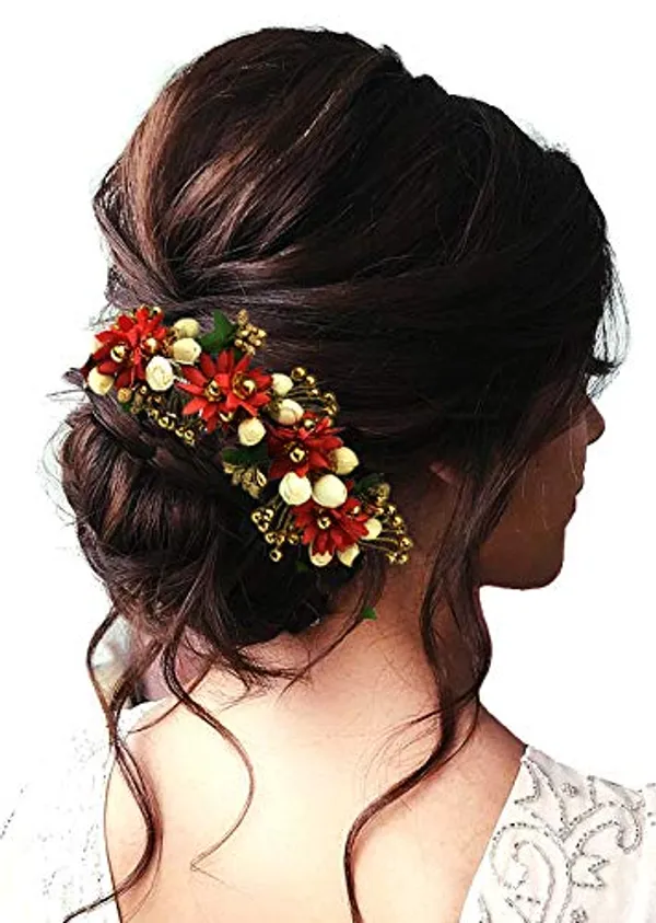 Carrot_Red_Artificial_Flowers_Hair_Accessories_For_Women