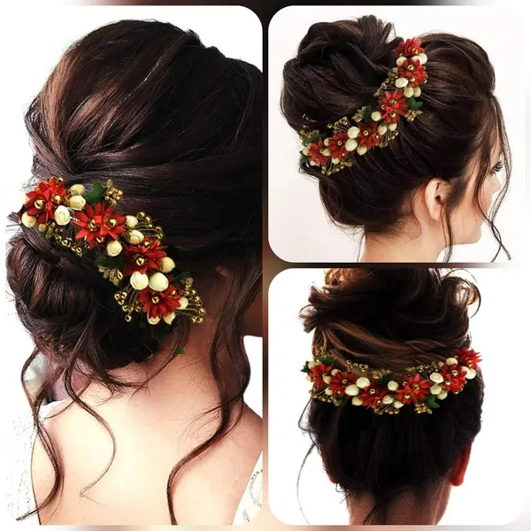 Carrot_Red_Artificial_Flowers_Hair_Accessories_For_Women