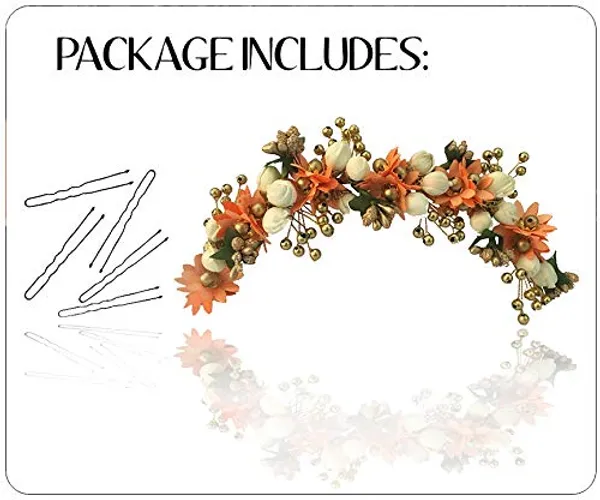 Peach_Artificial_Flowers_Hair_Accessories_For_Women