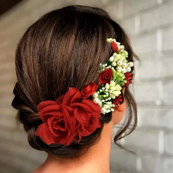 Red_Rose_And_Pearl_Gajra_Style_Hair_Pin_For_Girls
