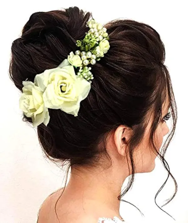 White_Rose_And_Pearl_Gajra_Style_Hair_Pin_For_Girls