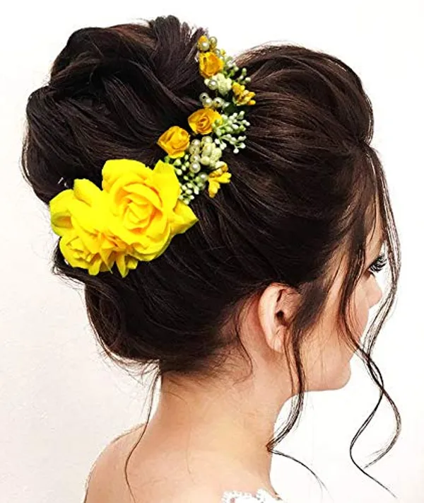 Yellow_Rose_And_Pearl_Gajra_Style_Hair_Pin_For_Girls