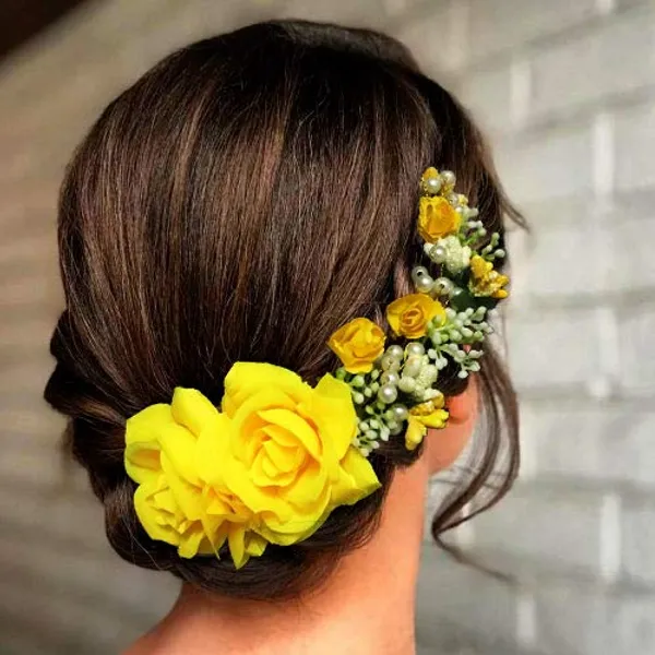 Yellow_Rose_And_Pearl_Gajra_Style_Hair_Pin_For_Girls