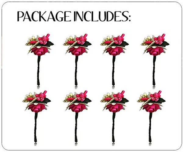 Pack_of_8_Dark_Pink_Artificial_Rose_Hair_Pin_For_Women