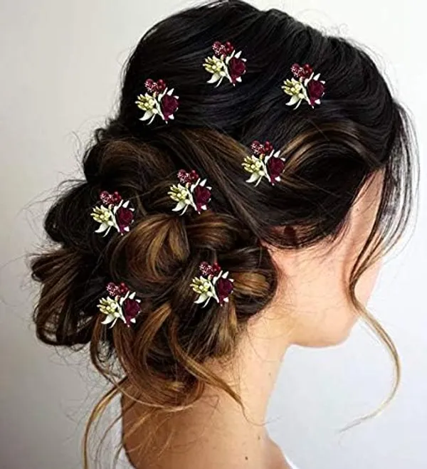Pack_of_8_Maroon_Artificial_Rose_Hair_Pin_For_Women