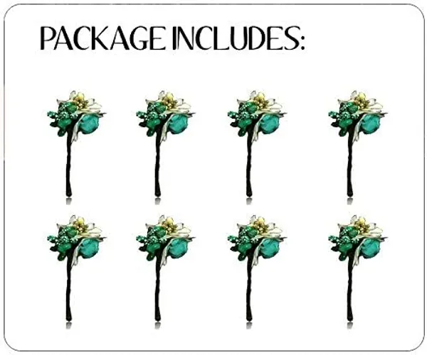 Pack_of_8_Sea_Green_Artificial_Rose_Hair_Pin_For_Women
