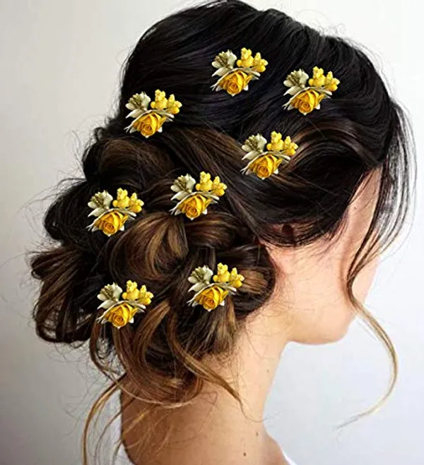 Pack_of_8_Yellow_Artificial_Rose_Hair_Pin_For_Women