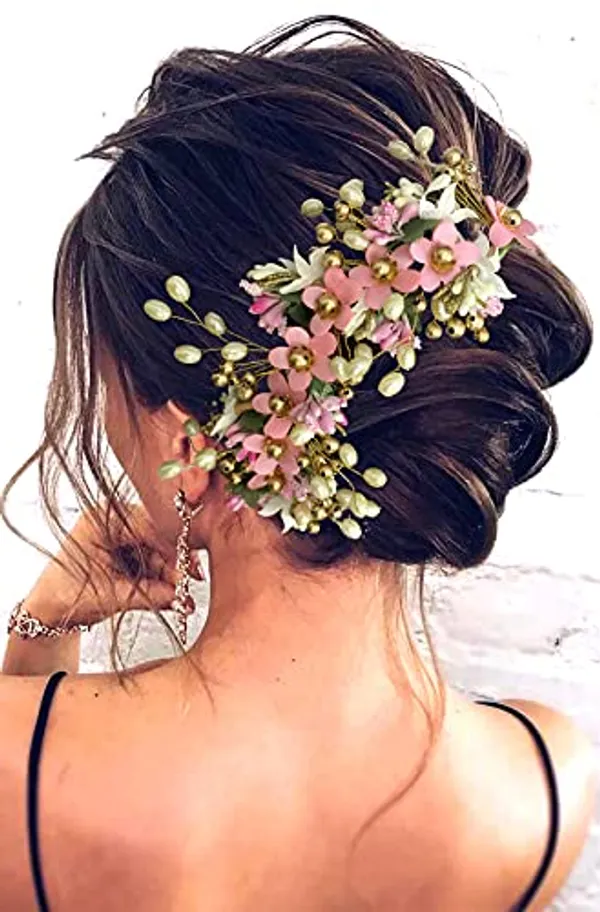 Baby_Pink_Artificial_Floral_Hair_Vein_For_Women_&_Girls