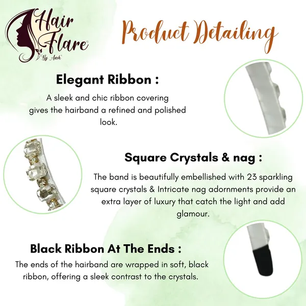 "Elegant_Ribbon-Covered_Hair_Band_with_23_Square_Crystals_and_Nag_Adornments,_Perfect_for_Stylish_Hair_Accessories"
