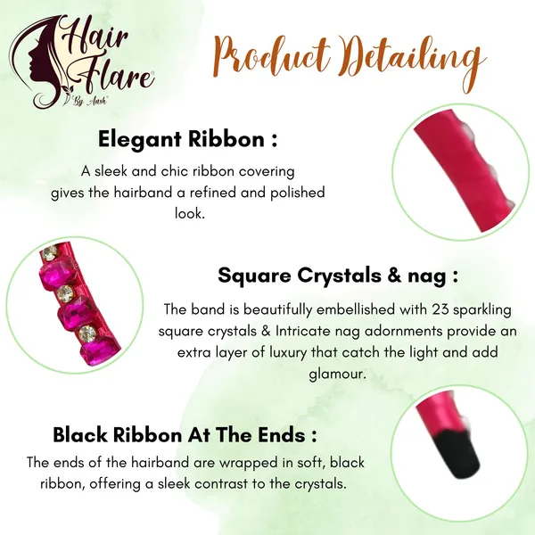 "Elegant_Ribbon-Covered_Hair_Band_with_23_Square_Crystals_and_Nag_Adornments,_Perfect_for_Stylish_Hair_Accessories"