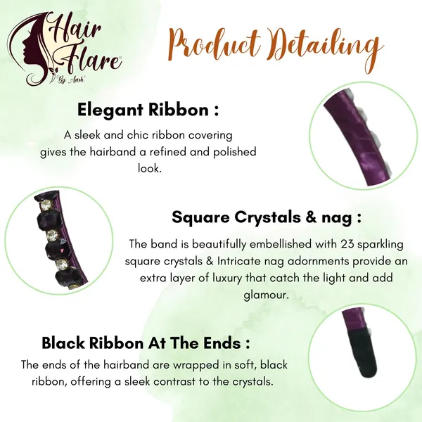 "Elegant_Ribbon-Covered_Hair_Band_with_23_Square_Crystals_and_Nag_Adornments,_Perfect_for_Stylish_Hair_Accessories"