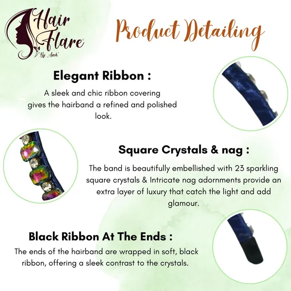 "Elegant_Ribbon-Covered_Hair_Band_with_23_Square_Crystals_and_Nag_Adornments,_Perfect_for_Stylish_Hair_Accessories"