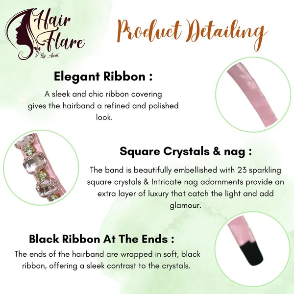 "Elegant_Ribbon-Covered_Hair_Band_with_23_Square_Crystals_and_Nag_Adornments,_Perfect_for_Stylish_Hair_Accessories"