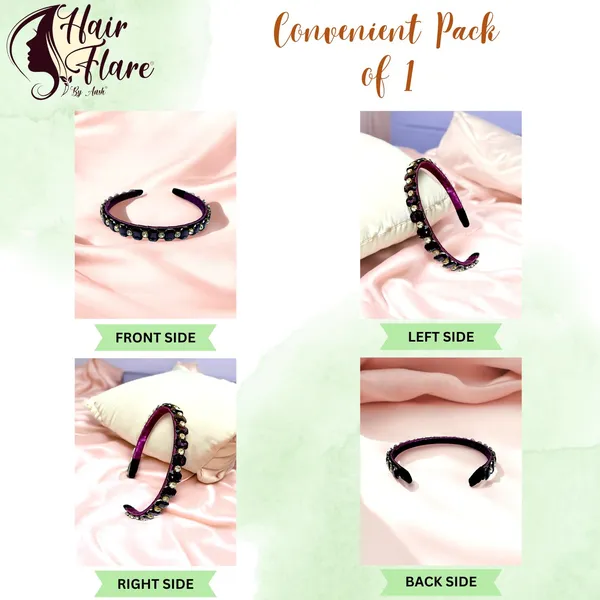 "Elegant_Ribbon-Covered_Hair_Band_with_23_Square_Crystals_and_Nag_Adornments,_Perfect_for_Stylish_Hair_Accessories"
