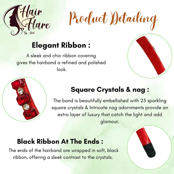"Elegant_Ribbon-Covered_Hair_Band_with_23_Square_Crystals_and_Nag_Adornments,_Perfect_for_Stylish_Hair_Accessories"