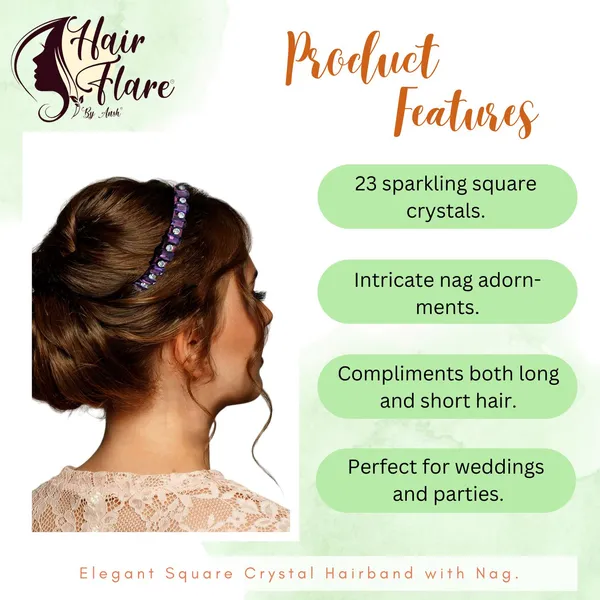 "Elegant_Ribbon-Covered_Hair_Band_with_23_Square_Crystals_and_Nag_Adornments,_Perfect_for_Stylish_Hair_Accessories"
