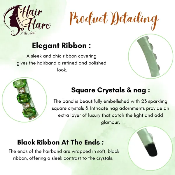 "Elegant_Ribbon-Covered_Hair_Band_with_23_Square_Crystals_and_Nag_Adornments,_Perfect_for_Stylish_Hair_Accessories"