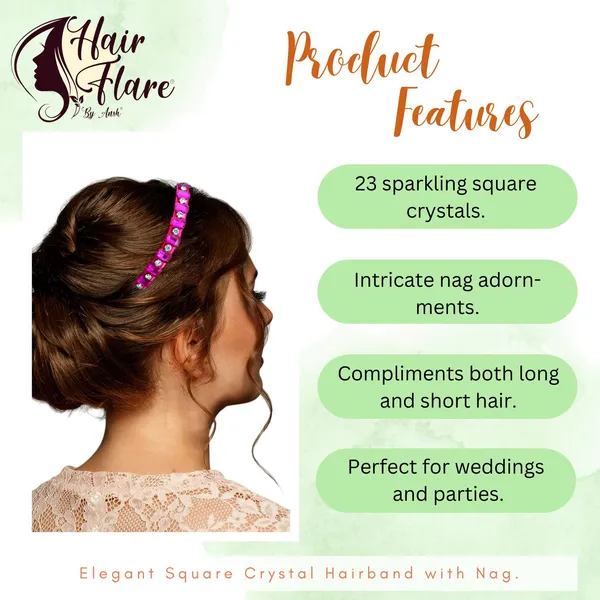 "Elegant_Ribbon-Covered_Hair_Band_with_23_Square_Crystals_and_Nag_Adornments,_Perfect_for_Stylish_Hair_Accessories"