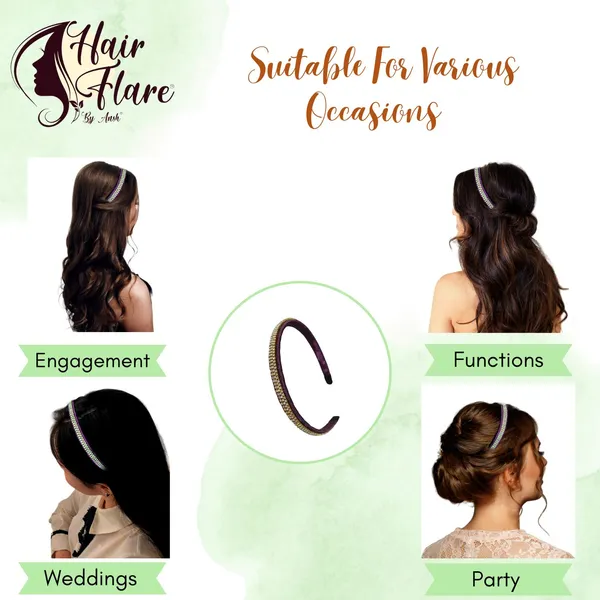 "Elegant_Ribbon-Covered_Hair_Band_with_Crystal_Nag_Chain_Adornment_and_Black_Ribbon_Ends_for_a_Chic,_Stylish_Look"