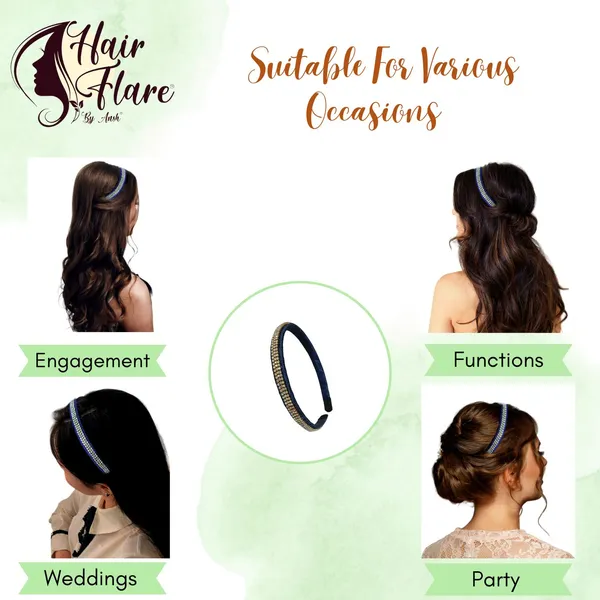 "Elegant_Ribbon-Covered_Hair_Band_with_Crystal_Nag_Chain_Adornment_and_Black_Ribbon_Ends_for_a_Chic,_Stylish_Look"