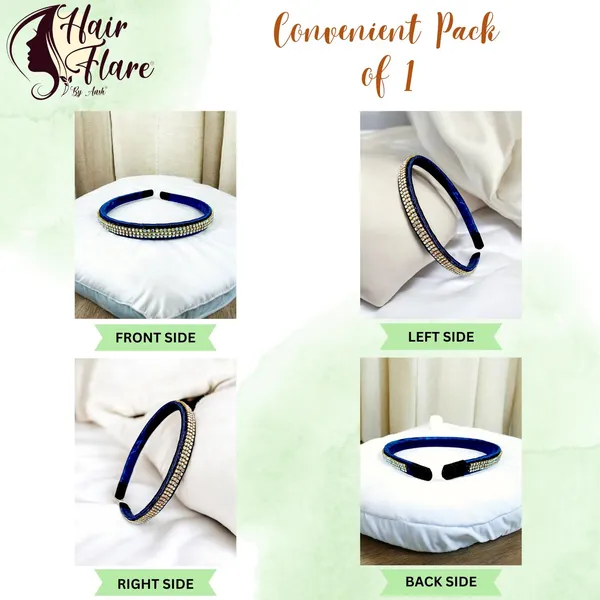 "Elegant_Ribbon-Covered_Hair_Band_with_Crystal_Nag_Chain_Adornment_and_Black_Ribbon_Ends_for_a_Chic,_Stylish_Look"
