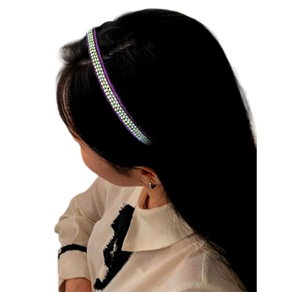 "Elegant_Ribbon-Covered_Hair_Band_with_Crystal_Nag_Chain_Adornment_and_Black_Ribbon_Ends_for_a_Chic,_Stylish_Look"