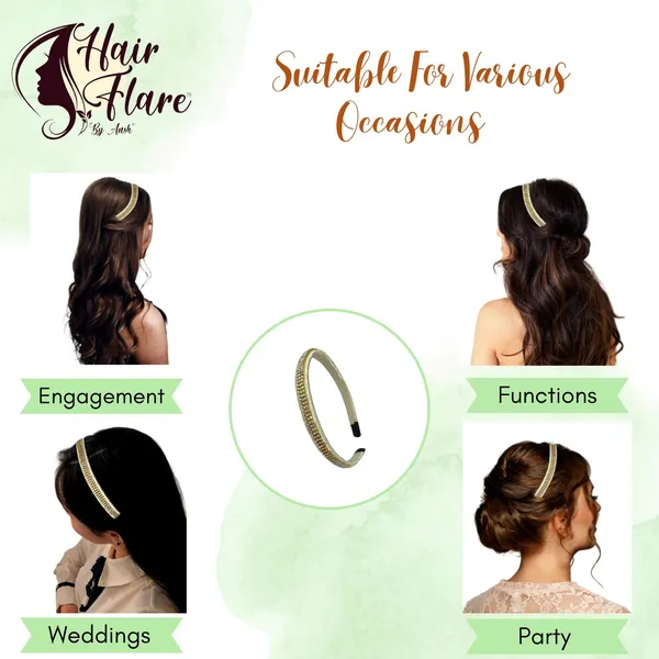 "Elegant_Ribbon-Covered_Hair_Band_with_Crystal_Nag_Chain_Adornment_and_Black_Ribbon_Ends_for_a_Chic,_Stylish_Look"