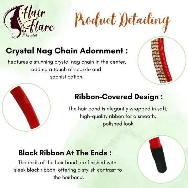 "Elegant_Ribbon-Covered_Hair_Band_with_Crystal_Nag_Chain_Adornment_and_Black_Ribbon_Ends_for_a_Chic,_Stylish_Look"