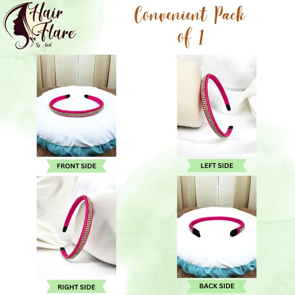 "Elegant_Ribbon-Covered_Hair_Band_with_Crystal_Nag_Chain_Adornment_and_Black_Ribbon_Ends_for_a_Chic,_Stylish_Look"