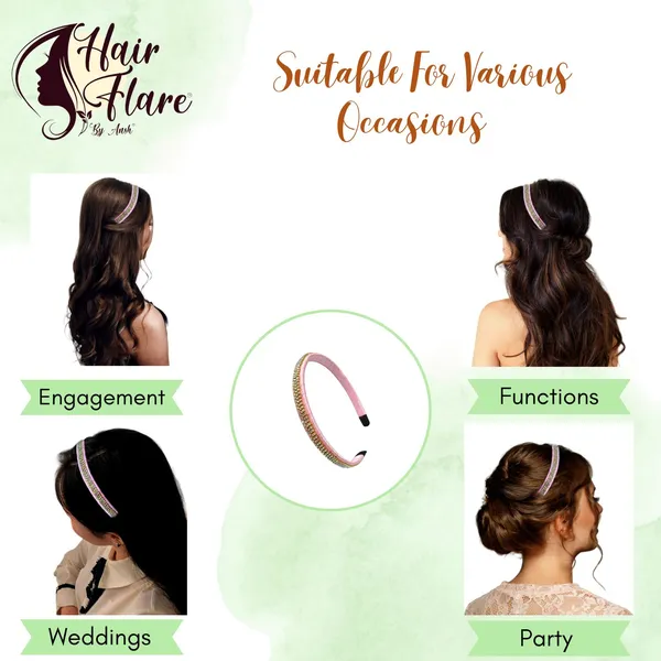 "Elegant_Ribbon-Covered_Hair_Band_with_Crystal_Nag_Chain_Adornment_and_Black_Ribbon_Ends_for_a_Chic,_Stylish_Look"