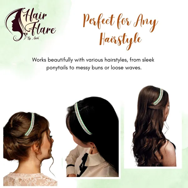 "Elegant_Ribbon-Covered_Hair_Band_with_Crystal_Nag_Chain_Adornment_and_Black_Ribbon_Ends_for_a_Chic,_Stylish_Look"