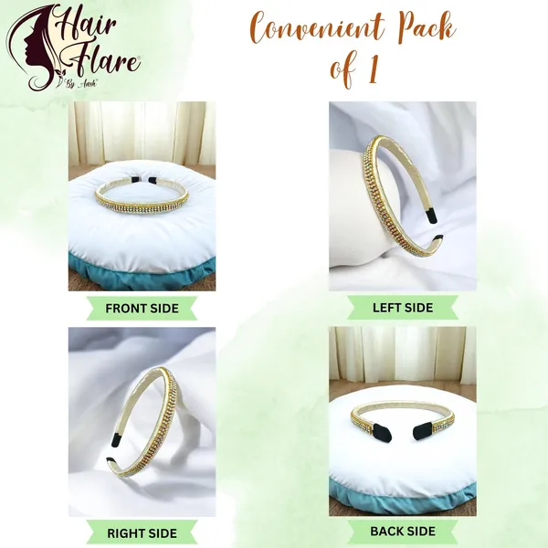 "Elegant_Ribbon-Covered_Hair_Band_with_Crystal_Nag_Chain_Adornment_and_Black_Ribbon_Ends_for_a_Chic,_Stylish_Look"