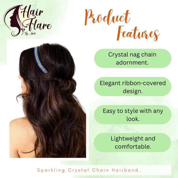 "Elegant_Ribbon-Covered_Hair_Band_with_Crystal_Nag_Chain_Adornment_and_Black_Ribbon_Ends_for_a_Chic,_Stylish_Look"