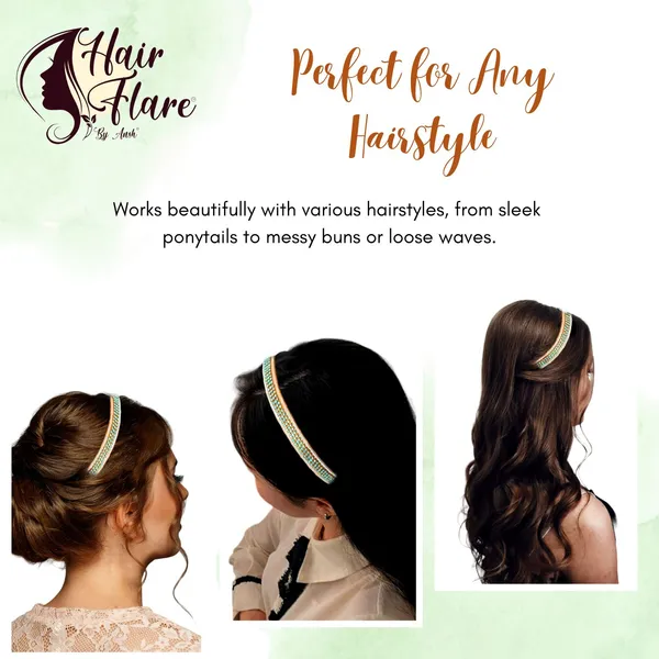 "Elegant_Ribbon-Covered_Hair_Band_with_Crystal_Nag_Chain_Adornment_and_Black_Ribbon_Ends_for_a_Chic,_Stylish_Look"