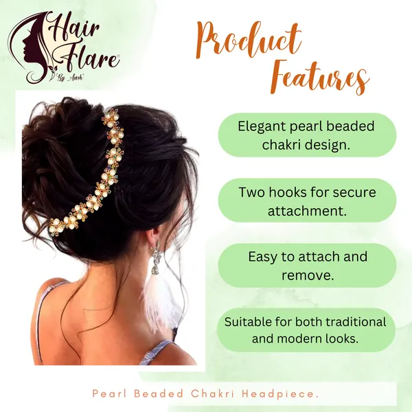 "Elegant_Pearl_Beaded_Chakri_Headpiece_with_Crystal_Nag_and_Secure_Hooks_for_Stylish_Hair_Attachment"