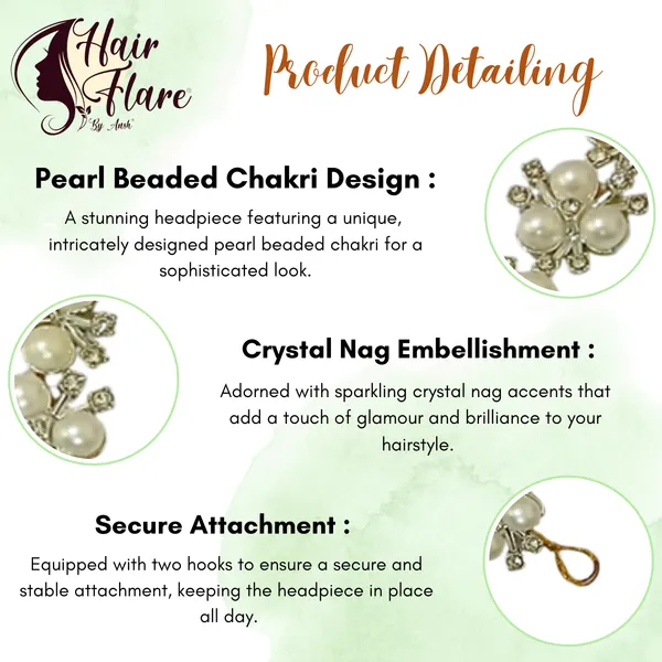 "Elegant_Pearl_Beaded_Chakri_Headpiece_with_Crystal_Nag_and_Secure_Hooks_for_Stylish_Hair_Attachment"