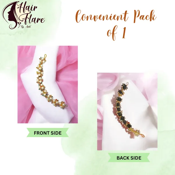 "Elegant_Pearl_Beaded_Chakri_Headpiece_with_Crystal_Nag_and_Secure_Hooks_for_Stylish_Hair_Attachment"