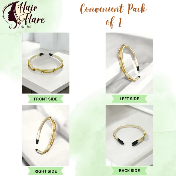 "Elegant_Ribbon-Covered_Hair_Band_with_Crystal_Nag_Chain_Adornment_and_Black_Ribbon_Ends_for_a_Chic,_Stylish_Look"