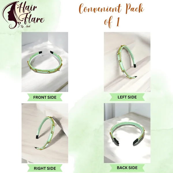 "Elegant_Ribbon-Covered_Hair_Band_with_Crystal_Nag_Chain_Adornment_and_Black_Ribbon_Ends_for_a_Chic,_Stylish_Look"