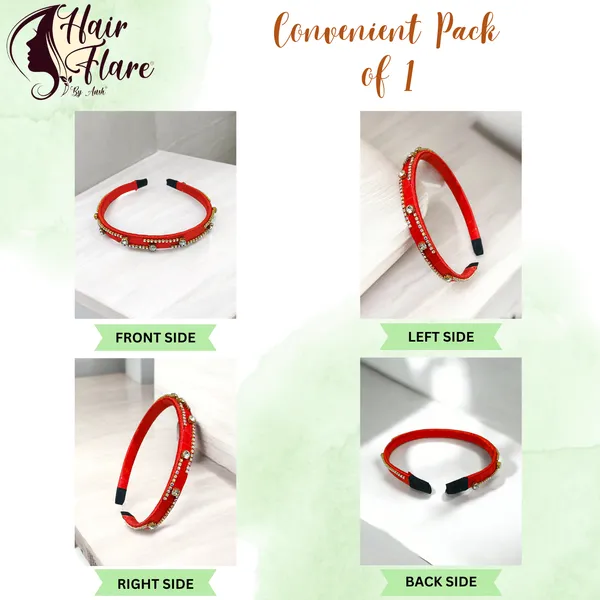 "Elegant_Ribbon-Covered_Hair_Band_with_Crystal_Nag_Chain_Adornment_and_Black_Ribbon_Ends_for_a_Chic,_Stylish_Look"