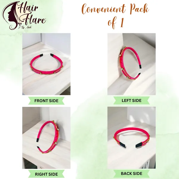 "Elegant_Ribbon-Covered_Hair_Band_with_Crystal_Nag_Chain_Adornment_and_Black_Ribbon_Ends_for_a_Chic,_Stylish_Look"
