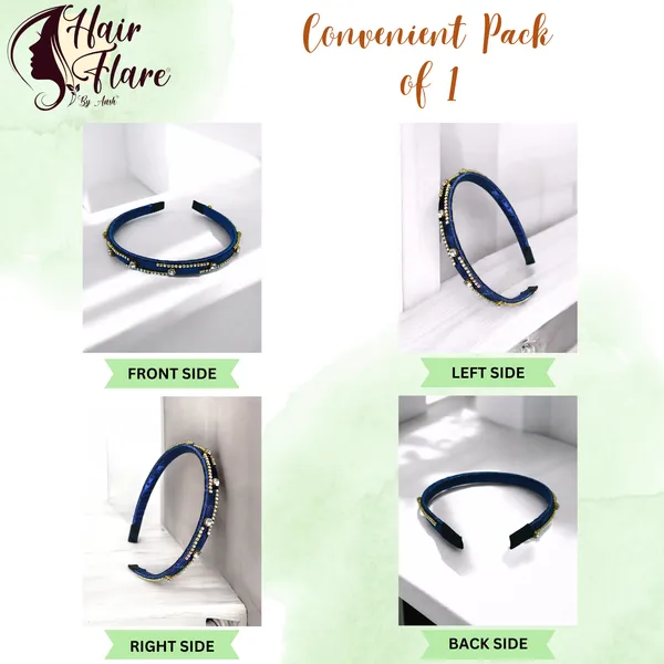 "Elegant_Ribbon-Covered_Hair_Band_with_Crystal_Nag_Chain_Adornment_and_Black_Ribbon_Ends_for_a_Chic,_Stylish_Look"
