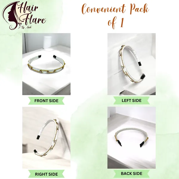 "Elegant_Ribbon-Covered_Hair_Band_with_Crystal_Nag_Chain_Adornment_and_Black_Ribbon_Ends_for_a_Chic,_Stylish_Look"