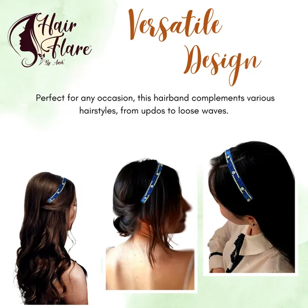 "Elegant_Ribbon-Covered_Hair_Band_with_Crystal_Nag_Chain_Adornment_and_Black_Ribbon_Ends_for_a_Chic,_Stylish_Look"