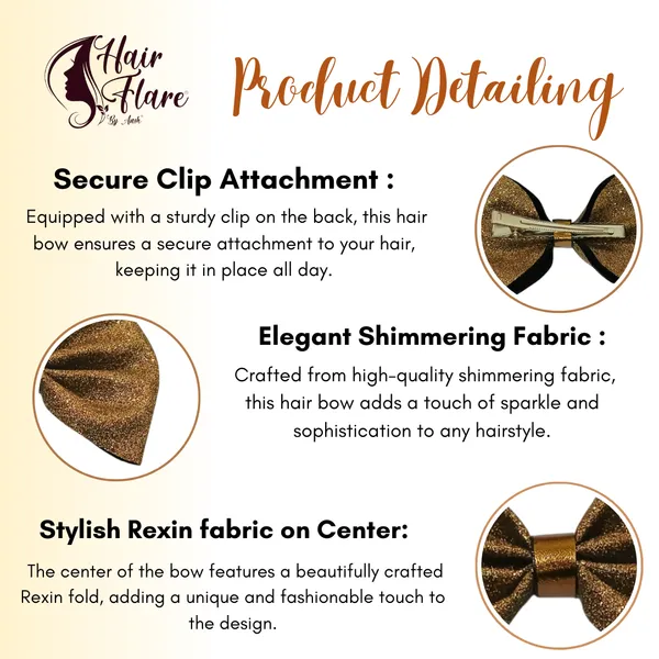"Shimmering_Fabric_Hair_Bow_with_Center_Rexin_Fold_and_Secure_Clip_for_Elegant_and_Stylish_Hair_Accessories"