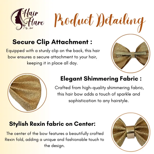 "Shimmering_Fabric_Hair_Bow_with_Center_Rexin_Fold_and_Secure_Clip_for_Elegant_and_Stylish_Hair_Accessories"
