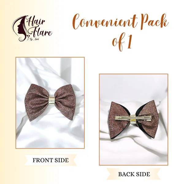 "Shimmering_Fabric_Hair_Bow_with_Center_Rexin_Fold_and_Secure_Clip_for_Elegant_and_Stylish_Hair_Accessories"
