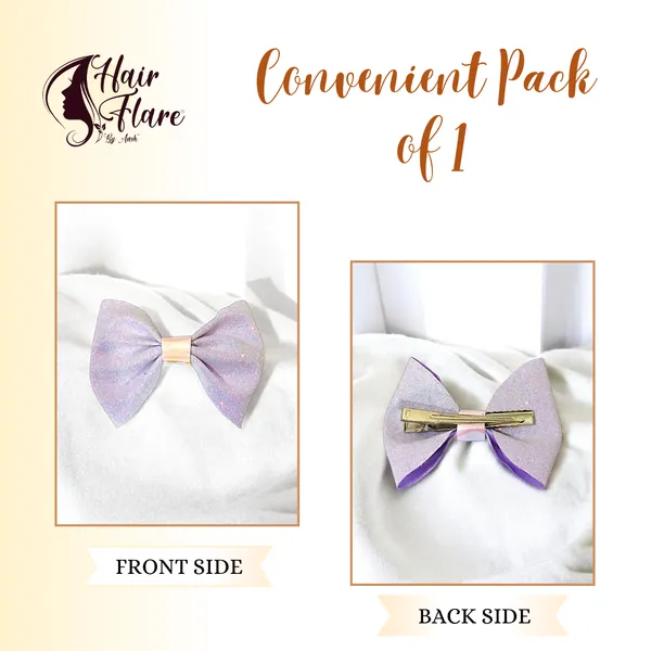 "Shimmering_Fabric_Hair_Bow_with_Center_Rexin_Fold_and_Secure_Clip_for_Elegant_and_Stylish_Hair_Accessories"