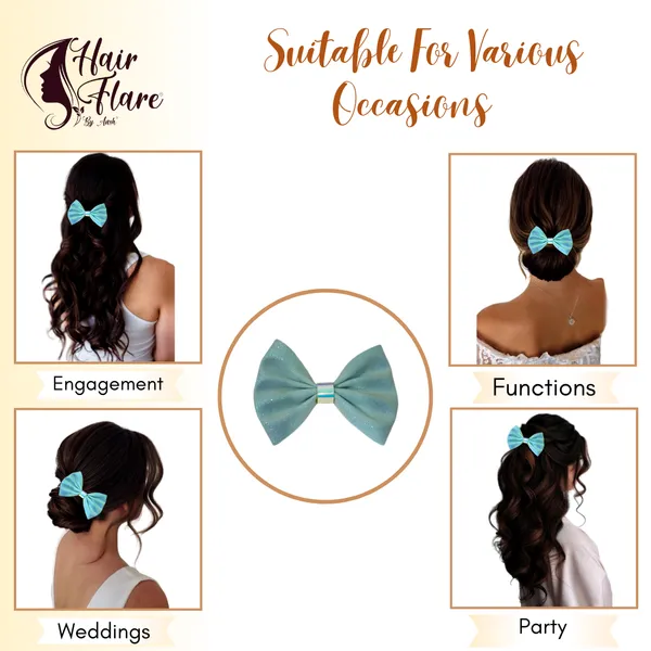 "Shimmering_Fabric_Hair_Bow_with_Center_Rexin_Fold_and_Secure_Clip_for_Elegant_and_Stylish_Hair_Accessories"